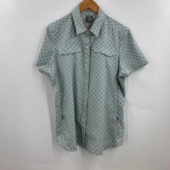 REI Co-op Sahara Button Up Outdoor Short Sleeve Shirt in Asphalt Floral Size XL - Picture 1 of 10